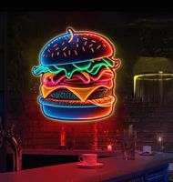 Letreros LED de Neón Atractivos para Restaurantes, Oficinas y Empresas, Iluminación Decorativa con Control Táctil, Forma de Hamburguesa, Incluye Ejemplo