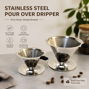 <span class=keywords><strong>Filtre</strong></span> à café permanent écologique en acier inoxydable double couche micro-maille pour infusion sans papier en forme de cône - Product Image 2