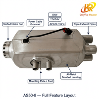 OkyRie AS50-8 5KW Aluminiumgehäuse 4 Luftauslässe Diesel-Luftheizung -40°C ℃   Kälteresistente LKW-Standheizung