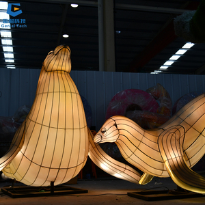 SGFL015 Fiesta realista Linterna Proveedor Animal marino Linterna Tema Acuario León marino Linterna de seda Festival - Product Image 1