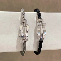 Gelang Gesper Tapal Kuda Berkualitas Tinggi Mewah Ringan Kristal Penuh Tali Kawat Besi Emas Mawar Perhiasan DIY Wanita Hadiah Ulang Tahun