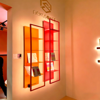 Escaparate montado en la pared con marco de aluminio y metal Modular de lujo minimalista moderno con luz Led para sala de estar dormitorio principal Villa
