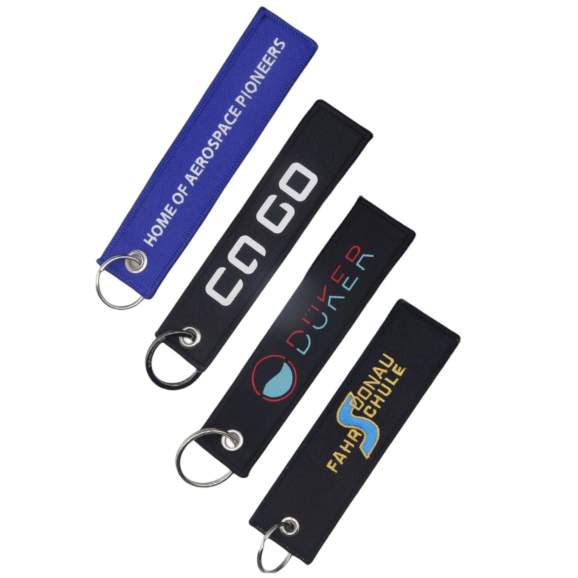 Chaveiro personalizado para motocicleta, cordão de tecido com logotipo personalizado para eventos, chaveiro curto bordado, chaveiro personalizado