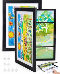 Magnetic Closure <b>8x10</b> Wooden Handmade Display <b>Frame</b> Shatterproof Glass Photo/Painting for Kids' Artworks Modern Home Decoration - Product Image 1