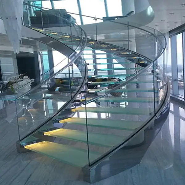 Chinese experienced customized carbon steel stainless steel beam curved staircase