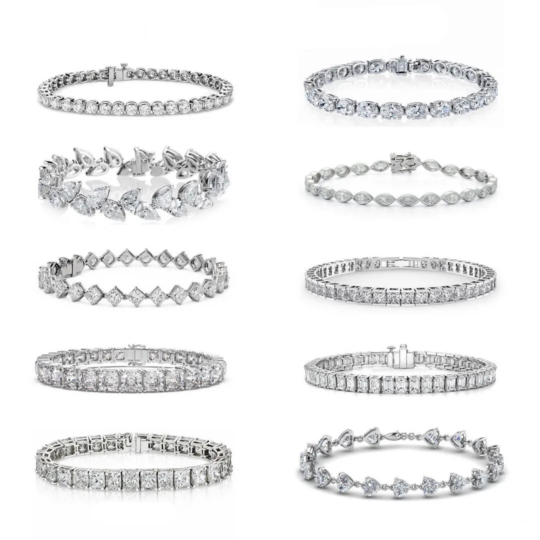 Iced Out Cubic Zircon Bracelet Sterling Silver Tennis Bracelet Women Men Diamond Jewelry 925 Sterling Silver Bracelet