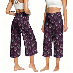 Pantalones Capri de Yoga y Lounge de Pierna Ancha con Diseño de Atrapasueños, Suaves como la Mantequilla, de Cintura Alta, con Cordón Funcional, Suaves, Venta al por Mayor Personalizados - Product Image 1