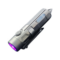 [Logo personnalisé] Lampe torche miniature EDC ultra-fine en alliage de titane rechargeable haut de gamme, torche à LED tricolore pour porte-clés, idéale pour les déplacements