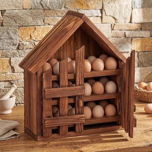 Wooden Egg Storage Rack Chicken Coop Shape Multi Layer Fresh Keeping Organizer For <b>Kitchen</b> Food Storage - Product Image 1