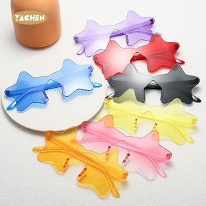 याचेन स्टार के आकार में रिमलेस पार्टी ग्लास पारदर्शी कैंडी रंग पार्टी चश्मा अनियमित एक टुकड़ा मजेदार पार्टी आंखों - Product Image 6