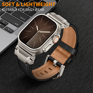 Correa de Cuero Genuino Suitisbest de 44/49MM, <span class=keywords><strong>Ultra</strong></span> Resistente y Duradera para Hombres y Mujeres, Compatible con <span class=keywords><strong>Apple</strong></span> <span class=keywords><strong>Watch</strong></span> IWatch - Product Image 1