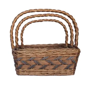 2023 Hot Sale Round Basket Gift Basket 100%handmade Craft Exquisite Wicker Flower Customized Logo Europe Storage Basket GP 200