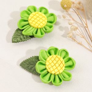 Barrettes à cheveux personnalisées pour enfants, motif dessin animé tournesol marguerite, faites à la main en tissu, accessoires mignons, vente chaude - Product Image 5