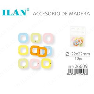 Accessorio in legno quadrato Ilan 22x22mm 10 pezzi per artigianato - Product Image 3