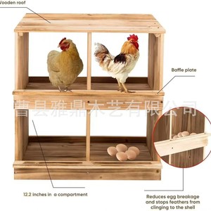 Nido de madera para gallinas, montado en la pared, con compartimentos divididos para la cría de pollos - Product Image 2