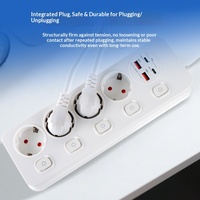 Multiprise standard européenne 13A avec 4 prises CA et interrupteurs indépendants, 2 ports USB-A + 2 ports Type-C, câble de 2 m