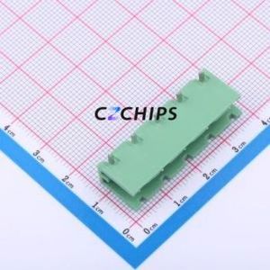 DB2ER-7.62-5P-GN Plug-in Terminal Block Bent Lead Through Hole,P=7.62mm Connector Board-to-Board / Socket Open 1x5P 7.62mm Green - Product Image 1