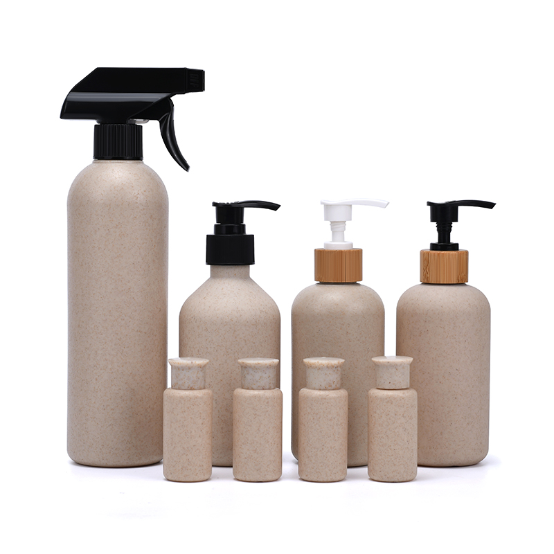 Bouteille biodégradable recyclable écologique 30ml 100ml 250ml 300ml 500ml paille de blé bouteille de pulvérisation de pompe à gâchette en plastique