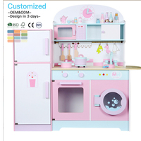 EDULAND Venta al por Mayor Juguetes Educativos para Niños OEM/ODM CE Set de Cocina de Madera para Jugar a Simular Set de Juguetes de Lavadora para Niños