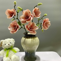 Fleur artificielle YOPIN-8163, branche courte, 3 têtes de magnolia, pour décoration de table