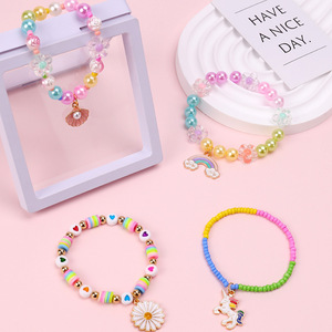 <b>Diy</b> Beaded Jewelry Making <b>Kit</b> 19x13x2cm With Elastic Thread Scissors For Children Ages 7-12 - Product Image 3