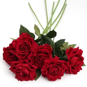 Fleur Artificielle Rose fabricants en vrac en gros de haute qualité en plastique rouge latex fleurs décoratives Fleur Artificielle