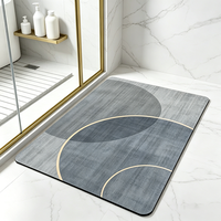 Tapis de sol de salle de bain en diatomite, séchage rapide, absorbant, antidérapant, tapis de bain géométrique, tapis de porte de douche