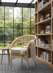 Fauteuil de loisirs d'extérieur en rotin capitonné Fabiano, design modulaire, sièges élégants et confortables pour salon, patio, hôtel, design asiatique - Product Image 3