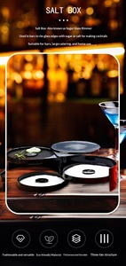 Plateau à sel et sucre noir en plastique à 3 niveaux, de qualité alimentaire, pour barman et usage domestique, idéal pour les accessoires de <span class=keywords><strong>bar</strong></span> - Product Image 5