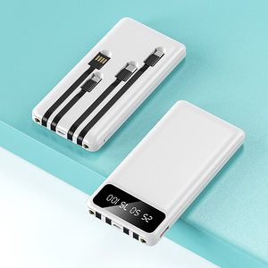 10000mAh スリム スマートフォン パワーバンク 大容量 2A モバイル充電器 ポータブルディスプレイスクリーン付き 4線式 10W出力 - Product Image 1