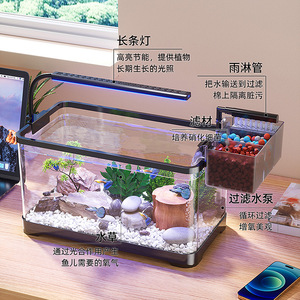 Nouvel Aquarium de Bureau pour Poissons Rouges 2026 – Kit Deluxe 12-en-1 avec Filtre Externe en Plastique, Filtration Intégrée et Oxygénation – Vente en Gros - Product Image 2
