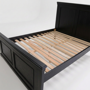 Cadre de lit en bois durable pour lit Queen Size – Construction en pin Radiata et MDF, plateforme spacieuse, options blanc et noir - Product Image 2