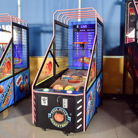 Machine de jeu d'arcade de basket-ball électronique miniature avec fente à monnaie, cadre métallique, interface en anglais pour 1 joueur, utilisation en intérieur