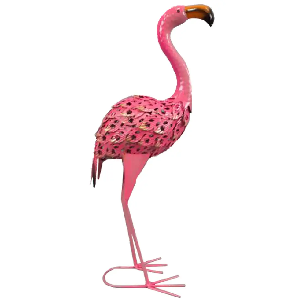 Garden Pink Flamingo Statues for Outdoor Garden Sculptures Standing Metal Bird Yard Art for Patio Pond Backyard Decor