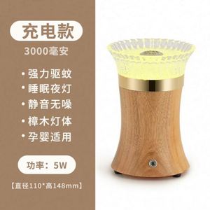 Lampe anti-moustiques à texture de bois silencieuse avec veilleuse à intensité variable et lumière UV inoffensive-Diffuseur d'arômes pour la maison - Product Image 6