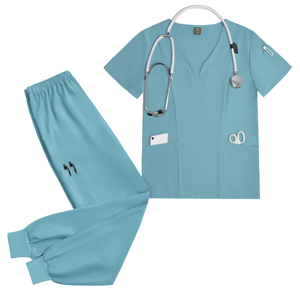 NIAAHINN marque doux extensible tissu respirant à la mode femmes hommes chaud corail bleu marine gommage médical ensemble avec <span class=keywords><strong>pantalon</strong></span> de survêtement - Product Image 3