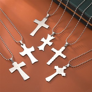 Collier croix en acier inoxydable unisexe, bijou de mode pour usage quotidien, cadeau au design simple et élégant - Product Image 5