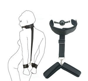 Set Bondage Giapponese con Collare Incrociato, Manette, Bavaglio a Sfera, Accessori per Coppie - Product Image 1