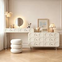 Ensemble de commodes modernes et durables de style crème, écologiques, avec miroir et éclairage LED, table de maquillage en bois pour chambre, appartement, salon