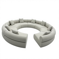 Ensemble de canapés modulaires modernes en tissu beige avec coins arrondis pour les salons d'appartements et de villas