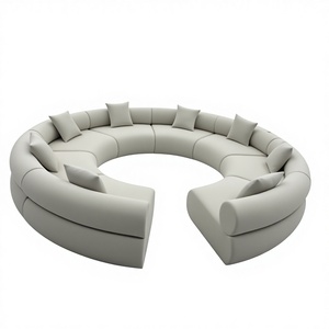 Set di Divani Cinesi Moderni, <span class=keywords><strong>Divano</strong></span> Circolare in Tessuto <span class=keywords><strong>Grigio</strong></span>, Arredamento per Soggiorno, <span class=keywords><strong>Divano</strong></span> Rotondo per Interni - Product Image 5