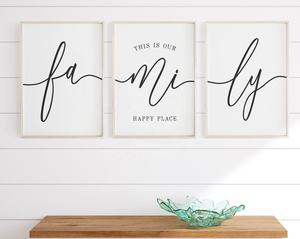 JIEKAI c'est notre endroit heureux, décoration murale de famille, ensemble de 3 imprimables, <span class=keywords><strong>citation</strong></span> de famille, impressions de famille, signes de maison, décoration murale de maison - Product Image 3