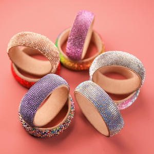 Bracelet souple élastique pour femme, accessoire de costume de danse orientale en soie/coton, coloré, brillant, orné de diamants - Product Image 1