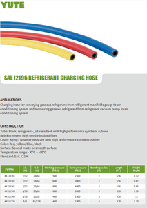 Tubo di ricarica refrigerante Meests SAE J2196 per freon R12, R22, R134a, R410, R502, R404, R407, R32 - Pressione di lavoro: 800 psi, Pressione di sovralimentazione: 4000 psi - Product Image 2