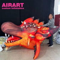 Dragon gonflable rouge, tête de dragon gonflable réaliste pour la fête