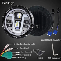 إكسسوارات سيارة ovs 50W 7 بوصة مصابيح أمامية ليد مع إشارة انعطاف DRL على شكل V شعاع منخفض مرتفع لسيارة جيب wransler JK