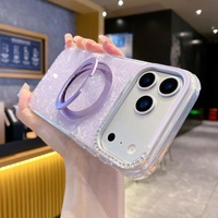 Coque de protection anti-chute en TPU plaqué or coloré à bords arrondis avec support rotatif à 360° pour iPhone 17 Pro Max