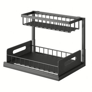 Under Sink Organizer Pull Out Cabinet Organizer 2 Tier Slide Out Sink <b>Shelf</b> Cabinet Storage <b>Shelves</b> Storage <b>for</b> <b>Kitchen</b> Bathroom - Product Image 1