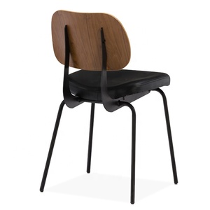 Silla <span class=keywords><strong>de</strong></span> Comedor <span class=keywords><strong>de</strong></span> Diseño Moderno Personalizada, Silla <span class=keywords><strong>de</strong></span> Metal para Cafetería con Respaldo <span class=keywords><strong>de</strong></span> Madera y Asiento <span class=keywords><strong>de</strong></span> Cuero PU para Restaurante - Product Image 4
