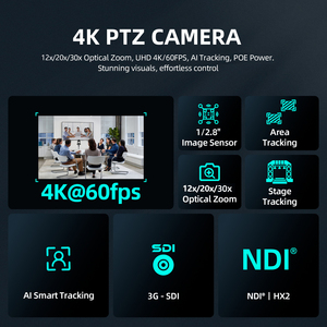 30x Optical AI PTZ Camera 4K 60fps Auto Tracking for Conference Room Live Streaming, NDI|<b>HDMI</b>|SDI|<b>USB</b> 3.0 Output, POE MC550-30X - Product Image 3